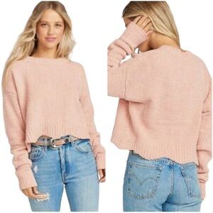 NWT Show Me Your Mumu Tristen Sweater Pink Metallic Sparkly Cropped size Large